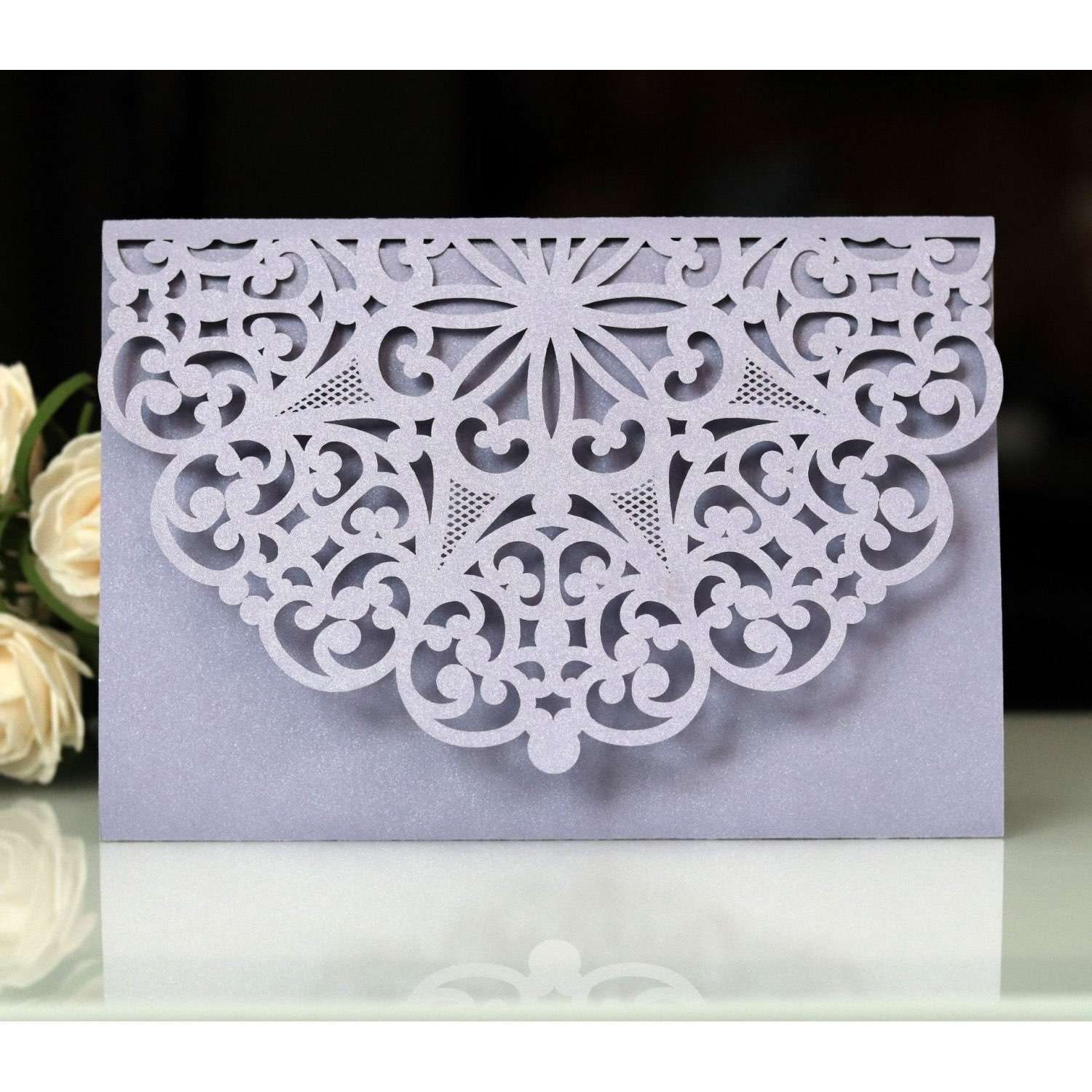 Bussiness Invitation Card With Envelope Wine Red Invitation Laser Cut Paper